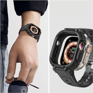 Curea de ceas Spguard, compatibila cu iWatch 8, silicon, negru