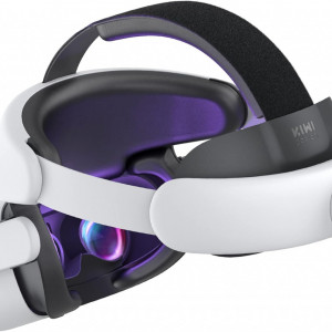 Curea reglabila pentru Oculus Quest 2 Kiwi, plastic/spuma cu memorie, alb/negru