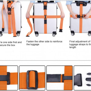Curele pentru bagaje ZoneYan, nailon, portocaliu, vertical 90-180 cm / orizontal 110-220 cm - Img 6