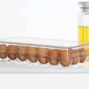 Cutie organizatoare pentru 21 de oua mDesign, plastic, transparent, 15.9 x 37.5 x 7.6 cm - Img 3