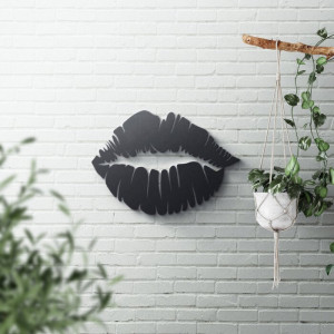 Decor de perete Kiss, negru, 31,5 x 45 cm - Img 3