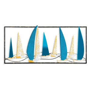 Decor de perete Re-Bloom, metal, albastru/auriu/negru, 40 x 90 cm