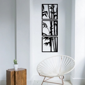 Decor de perete Re-Bloom, metal, negru, 36 x 110cm - Img 3