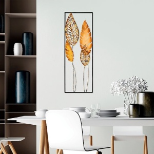 Decor de perete Re-Bloom, model frunze, metal, multicolor, 32 x 90 cm - Img 4
