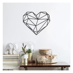 Decor de perete Re-Bloom, model inima, metal, negru, 40 x 47 cm - Img 2