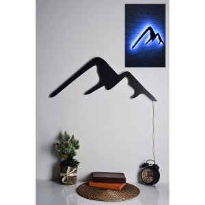 Decor de perete Re-Bloom, model munti, LED, MDF, negru/albastru, 70 x 25 cm - Img 4