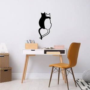 Decor de perete Re-Bloom, model pisici, metal, negru, 33 x 70 cm - Img 3