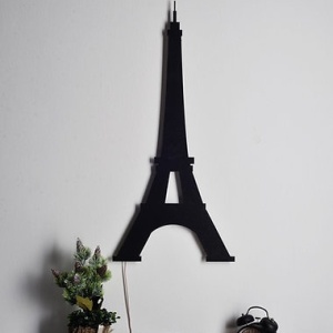 Decor de perete Re-Bloom, model Turnul Eiffel, LED, MDF, negru, 32 x 69 cm - Img 3