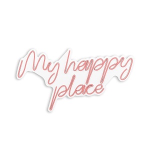 Decor de perete Re-Bloom, My happy place, LED, PVC, roz, 55 x 31 cm