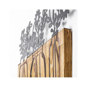 Decor de perete Skyler, lemn/metal, maro/negru, 65 x 3 x 52 cm