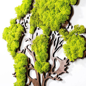 Decor de perete Wade Logan, model copac, MDF/muschi, maro/verde, 59 x 71 x 1 cm