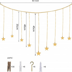 Decor de perete Yesland, lemn/metal, auriu, 160 x 45 cm - Img 5