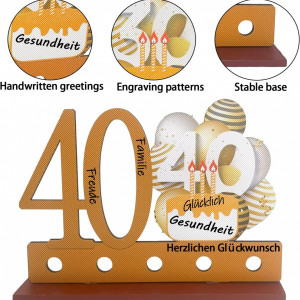 Decoratiune aniversara pentru 40 de ani Booshmall, lemn, maro, 25 x 18 cm - Img 5