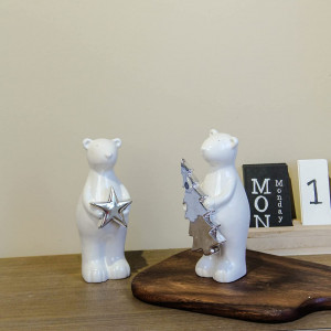 Decoratiune de Craciun Casaido, model urs, ceramica, alb, 18,3 x 9 cm - Img 4