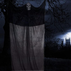 Decoratiune fantoma de Halloween, plastic/stofa, negru, 3,8 x 2 m