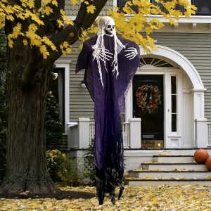 Decoratiune pentru Halloween YODITI, tifon/plastic, alb/violet, 123 x 180 cm - Img 6