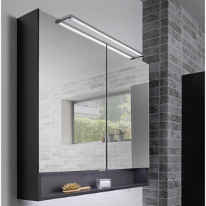 Dulap de baie cu oglinda Luna, LED, negru, 80 x 80 x 15,5 cm - Img 7