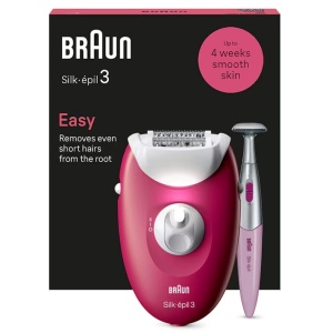 Epilator Braun Silk-épil 3 3-202, MicroGrip, Smart Light, 20 de pensete, 2 viteze, Trimmer, Fucsia, Resigilat, Grad A - Img 4