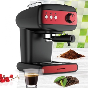 Espressor Heinner Red Boquette HEM-1100BKRD, 850W, 15bar, Rezervor detasabil 1.2L, Filtru dublu din inox, Negru/Rosu - Img 2