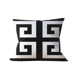 Fata de perna decorativa, 50% bumbac/50% poliester, 43x43 cm, alb/negru - Verificat A · Re-Bloom