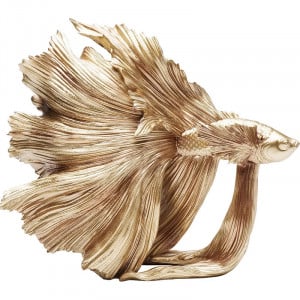 Figurina decorativa Betta, model peste, polirasina, auriu, 57 x 63 x 33 cm