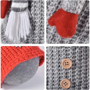 Figurina decorativa Ranseners, model om de zapada, textil, alb/gri/rosu, 16 x 28 cm - Img 2