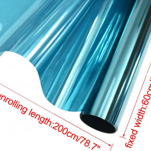 Folie de protectie UV pentru ferestre cu efect de oglinda Sourcing Map, PET, albastru, 60 x 200 cm - Img 2