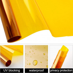 Folie de protectie UV pentru ferestre cu efect de oglinda Sourcing Map, PET, galben, 70 x 200 cm - Img 5