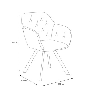 Fotoliu Aniyah, catifea/metal, bej/negru, 57,5 x 61,5 x 81,5 cm