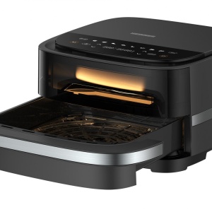 Friteuza cu aer cald si cuptor pizza 2 in 1 Heinner Pizza EasyFry HPAF-B4DC22BK, Putere 2200W, 4L, Control digital, 9 programe, Timer, Negru - Img 2