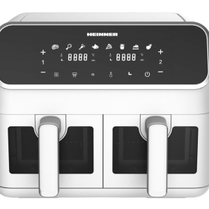 Friteuza dubla cu aer cald Heinner DualFry Supreme HAF-H8DB17WH Capacitate 8L, Control digital, 8 programe prestabilite, Alb