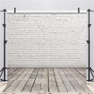 Fundal foto caramida perete si podea din lemn LYWYGG, vinil, alb, 2,4 x 2,4 m - Img 4