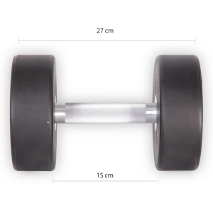 Gantera premium fitness, POWRX, coating cauciuc, bara din crom, 17.5 kg, Negru, Resigilat, Grad A - Img 2