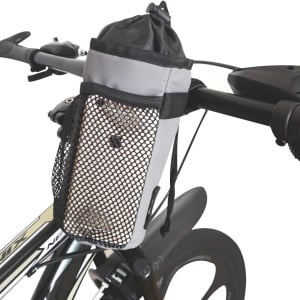 Geanta de bicicleta cu suport pentru sticla Seacool, textil, gri, 19,9 x 10 cm 