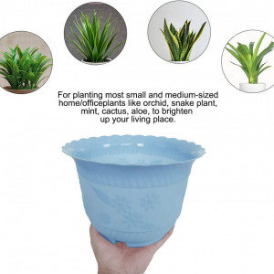 Ghiveci cu tava pentru plante Sourcing, plastic, albastru, 23 X 14 X 16 cm /18 cm - Img 3