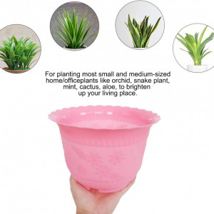 Ghiveci cu tava pentru plante Sourcing, plastic, roz, 23 X 14 X 16 cm /18 cm - Img 3