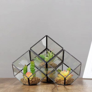 Ghiveci decorativ pentru plante Asvert, sticla, transparent, 15 x 15 x 15 cm - Img 5