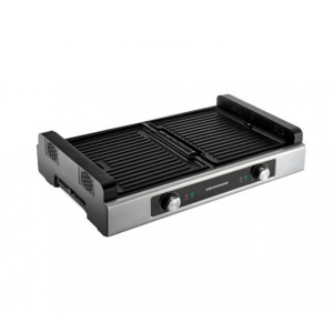 Gratar electric Heinner HSEG-1800SS, 1800 W, functie filtrare fum, 2 placi reversibile antiadezive, temperatura reglabila, Inox, RESIGILAT, 1 AN GARANTIE - Img 1