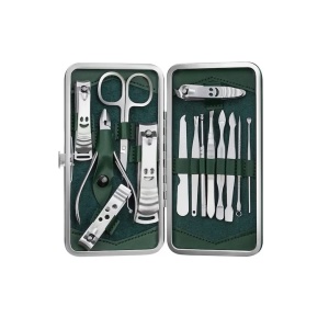 H&S trusa manichiura si pedichiura 14 piese, otel inoxidabil, foarfeca, clesti, taietor, husa depozitare, verde - Verificat A · Re-Bloom - Img 1