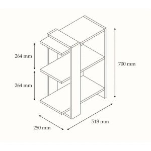 Hanah Home biblioteca, PAL melaminat 18mm, 51.8x25x70 cm, inaltime raft 26.4cm, nuc/alb - Verificat A · Re-Bloom - Img 3