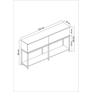 Hanah Home masa consola, PAL melaminat/picioare metal, 150x30x80 cm, grosime 18mm, negru - Verificat A · Re-Bloom - Img 4