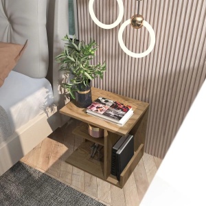Hanah Home noptiera, PAL melaminat 18mm, 45x35x45 cm, stejar oud - Verificat A · Re-Bloom - Img 2