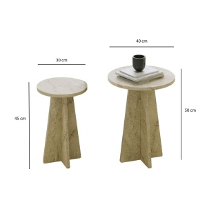 Hanah Home set 2 masute de cafea living, 40x50x40 cm + 30x45x30 cm, PAL 18mm, banda PVC, travertin - Verificat A · Re-Bloom - Img 4