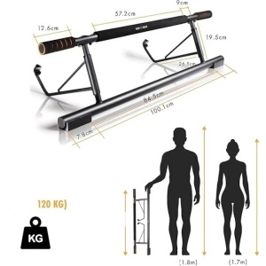 High Pulse bara tractiuni Pull Up Bar 90x24 cm, 120 kg, otel carbon, pozitii multiple prindere, tampoane spuma, montaj fara gaurire - Verificat A · Re-Bloom - Img 2