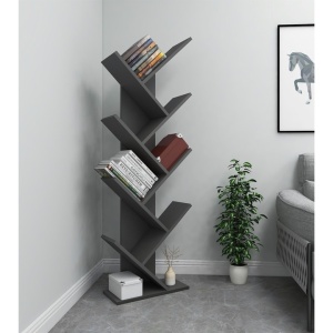 Hitit biblioteca 46x22x128.5 cm, PAL laminat 18mm, rafturi multiple, latime raft 42.2 cm, fixabil perete, antracit - Verificat A · Re-Bloom - Img 3