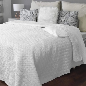 HOMELEVEL cuvertura pat/canapea reversibila, matlasata, poliester, 240x260cm, Alb - Verificat A · Re-Bloom