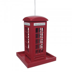 Hranitor pentru pasari in forma de cabina telefonica, 23 x 16 x 16 cm