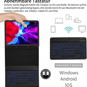 Husa cu tastatura iluminata pentru iPad Pro 11 2020 	ZHIKE, plastic, negru, 11 inchi