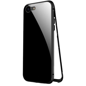 Husa de protectie fata-spate pentru iPhone 6/6S BelloCase, metal/sticla, negru/transparent, 4,7 inchi