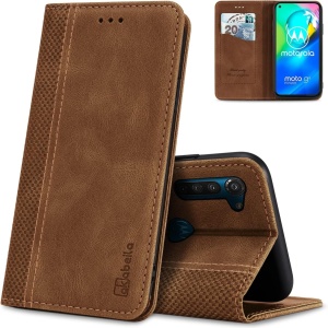 Husa de protectie flip pentru Samsung Galaxy M13 4G Akabeila, TPU/piele PU, maro, 6,6 inchi